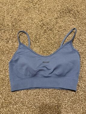 BO+TEE Womens Blue Seamless Spaghetti-Sport Bra